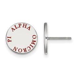 Alpha Omicron Pi Sorority Enameled Sterling Silver Post Earrings 2.21 gr