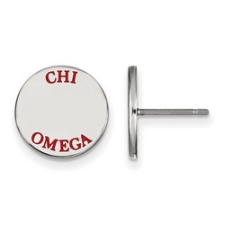 Chi Omega Sorority Enameled Post Earrings in Sterling Silver 2.28 gr