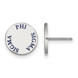 Phi Sigma Sigma Sorority Enameled Post Earrings in Sterling Silver 2.09 gr