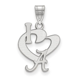 I Love University of Alabama Crimson Tide Large Sterling Silver Logo Pendant