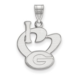 I Love University of Georgia Bulldogs Large Sterling Silver Logo Pendant 1.76 gr