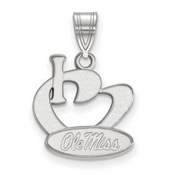 I Love University of Mississippi Rebels Large Sterling Silver Logo Pendant