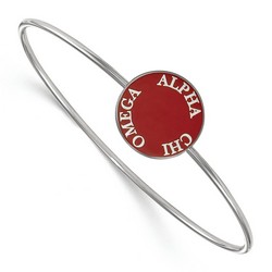 Alpha Chi Omega Sorority Enameled Slip-On Bangle in Sterling Silver 7.20 gr