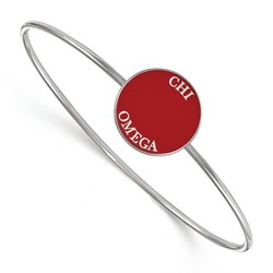 Chi Omega Sorority Enameled Slip-On Bangle in Sterling Silver 7.20 gr