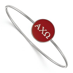 Alpha Chi Omega Sorority Enameled Slip-On Bangle in Sterling Silver 7.33 gr