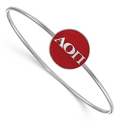 Alpha Omicron Pi Sorority Enameled Slip-On Bangle in Sterling Silver 7.33 gr