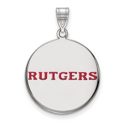 Rutgers University Scarlet Knights Large Disc Pendant in Sterling Silver 4.41 gr
