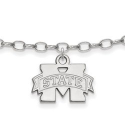 Mississippi State University Bulldogs Anklet in Sterling Silver 3.62 gr