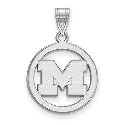 University of Michigan Wolverines Small Sterling Silver Circle Pendant 1.94 gr