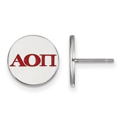 Alpha Omicron Pi Sorority Enameled Post Earrings in Sterling Silver 2.15 gr