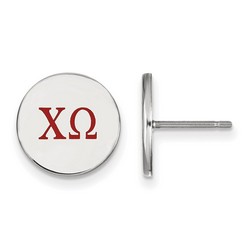 Chi Omega Sorority Enameled Post Earrings in Sterling Silver 2.19 gr