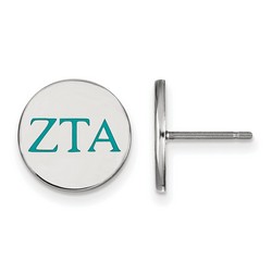Zeta Tau Alpha Sorority Enameled Sterling Silver Post Earrings 2.04 gr
