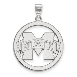 Mississippi State University Bulldogs Large Sterling Silver Circle Pendant