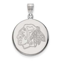 Chicago Blackhawks Large Disc Pendant in Sterling Silver 4.28 gr