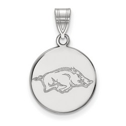 University of Arkansas Razorbacks Medium Disc Pendant in Sterling Silver 2.35 gr