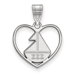 Sigma Sigma Sigma Sorority Heart Pendant in Sterling Silver 1.31 gr