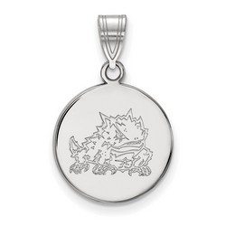 Texas Christian University TCU Horned Frogs Medium Silver Disc Pendant 2.38 gr