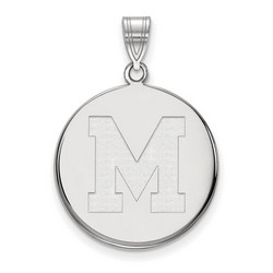 University of Memphis Tigers Large Disc Pendant in Sterling Silver 4.18 gr