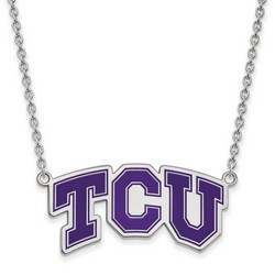 Texas Christian University TCU Horned Frogs Large Silver Pendant Necklace 8.60gr