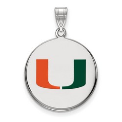 University of Miami Hurricanes Large Disc Pendant in Sterling Silver 4.12 gr
