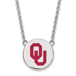 University of Oklahoma Sooners Large Sterling Silver Disc Pendant Necklace