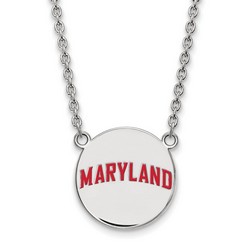 University of Maryland Terrapins Large Disc Necklace in Sterling Silver 6.62 gr