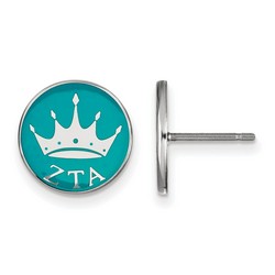 Zeta Tau Alpha Sorority Enameled Sterling Silver Post Earrings 1.56 gr