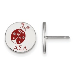 Alpha Sigma Alpha Sorority Enameled Sterling Silver Post Earrings 2.09 gr