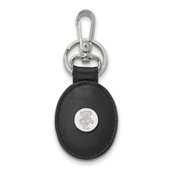University of Wisconsin Badgers Black Leather Oval Sterling Silver Key Chain