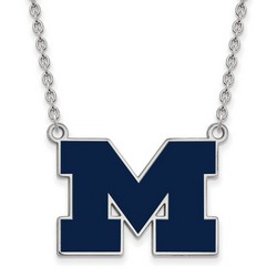 University of Michigan Wolverines Blue Sterling Silver Pendant Necklace 7.29 gr