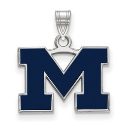 University of Michigan Wolverines Small Blue Pendant in Sterling Silver 1.72 gr