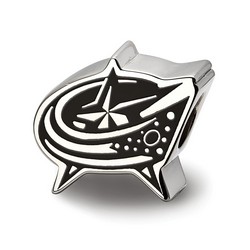 Columbus Blue Jackets Extruded Black Enameled Logo Bead in Sterling Silver