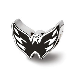 Washington Capitals Extruded Black Enameled Logo Bead in Sterling Silver