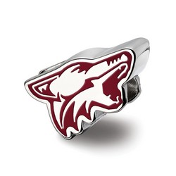 Phoenix Coyotes Extruded Maroon Enameled Logo Bead in Sterling Silver