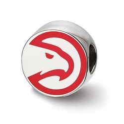 Atlanta Hawks Round Red Enameled Mascot Head Logo Bead in Sterling Silver