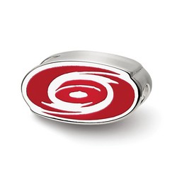 Carolina Hurricanes Oval Red Enameled Logo Bead in Sterling Silver