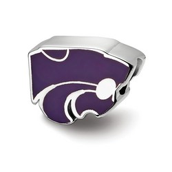 Kansas State University Wildcats Enameled Logo Bead in Sterling Silver