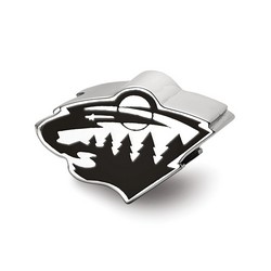 Minnesota Wild Extruded Black Enameled Mascot Head Logo Bead in Sterling Silver