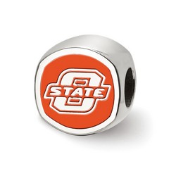 Oklahoma State University Cowboys Cushion Shaped Logo Bead in Sterling Silver