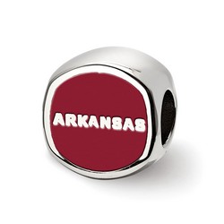 University of Arkansas Razorbacks Hog Double Logo Red Bead in Sterling Silver