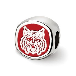 University of Arizona Wildcats Cushion Shaped Double Logo Sterling Silver Bead