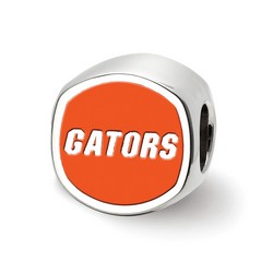 University of Florida Gators Cushion Shaped Logo Bead in Sterling Silver