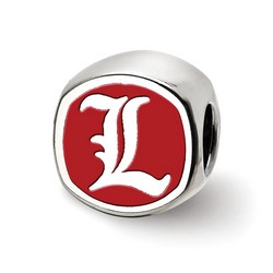 University of Louisville Cardinals Cushioned Double Logo Bead in Sterling Silver