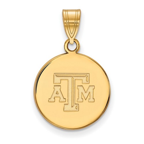 Texas A&M University Aggies Medium Disc Pendant in 14k Yellow Gold 2.00 gr
