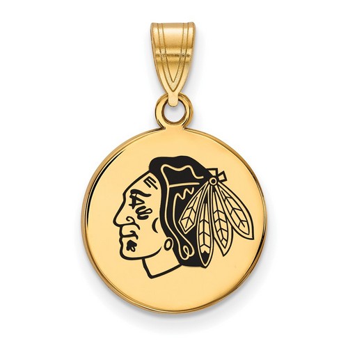 Chicago Blackhawks Gold Plated Silver Med Disc Pendant 2.30 gr