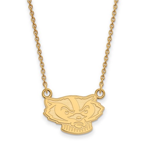 University of Wisconsin Badgers Gold Plated Silver Small Pendant Necklace
