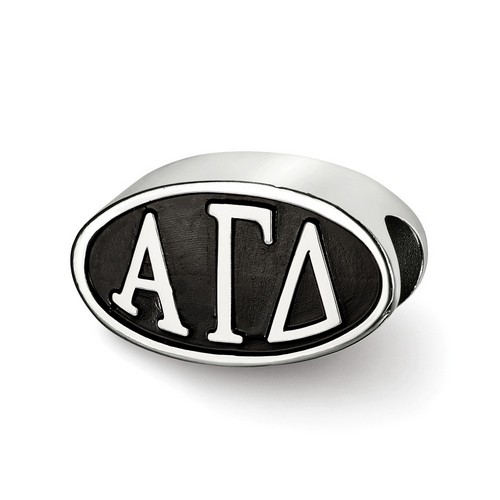 Alpha Gamma Delta Sorority Black Oval Greek House Letters Sterling Silver Bead