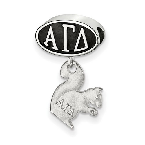 Alpha Gamma Delta Sorority Oval House Letters Silver Black Bead & Squirrel