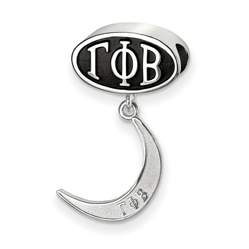 Gamma Phi Beta Sorority Black Oval House Letters Silver Bead & Crescent Moon