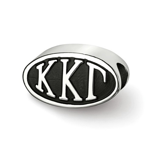 Kappa Kappa Gamma Sorority Black Oval Greek House Letters Sterling Silver Bead